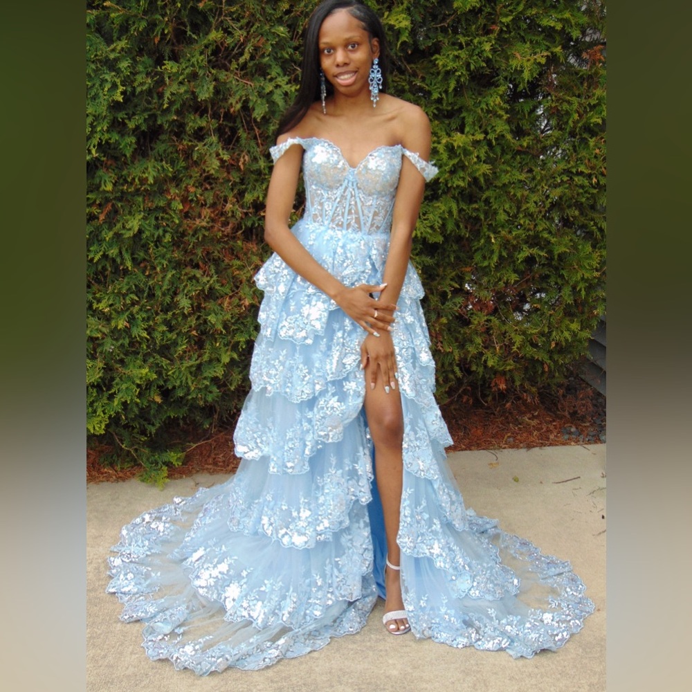 Light Blue Sherri Hill 55500 Prom Dress